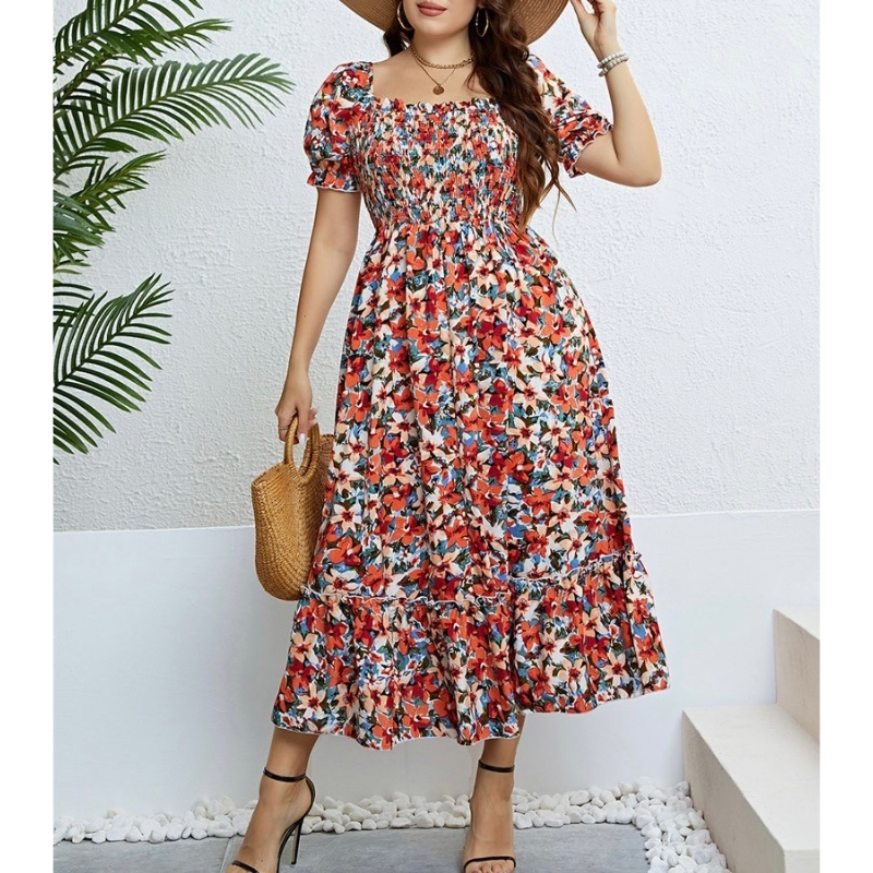 Robe d\'été de grande taille avec imprimé de mode pour les femmes